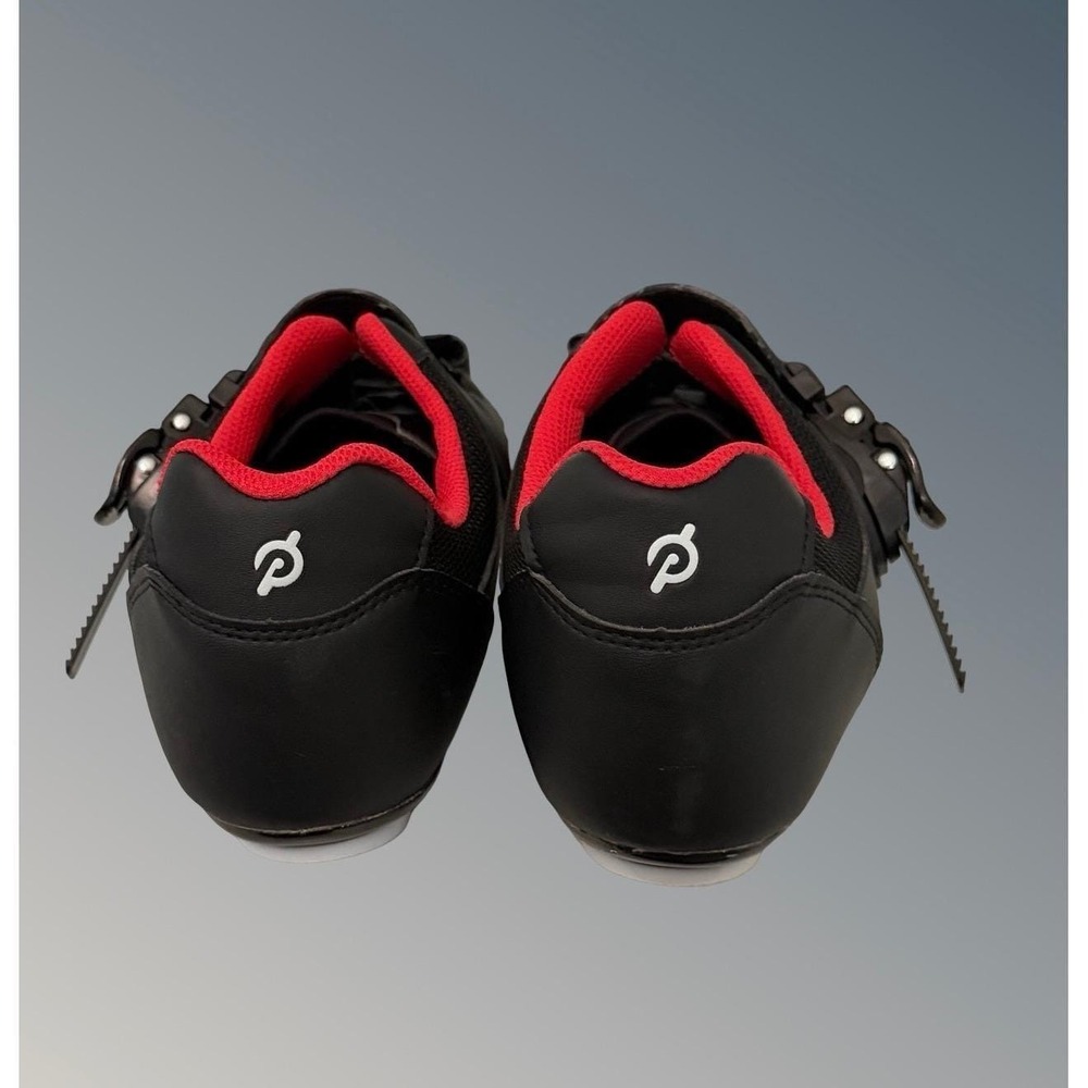 Peloton Cycling Shoes Mens US Size 12 Black Red White PL-SH-02 EU 46 With Cleats - Picture 9 of 16